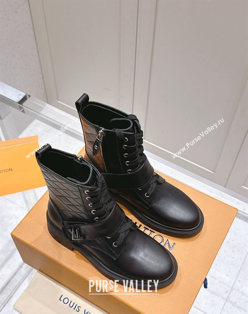 Louis Vuitton Citizen Flat Ranger Ankle Boots with LV Strap in Black Calf Leather 2024 1ADAYH (MD-241015046)