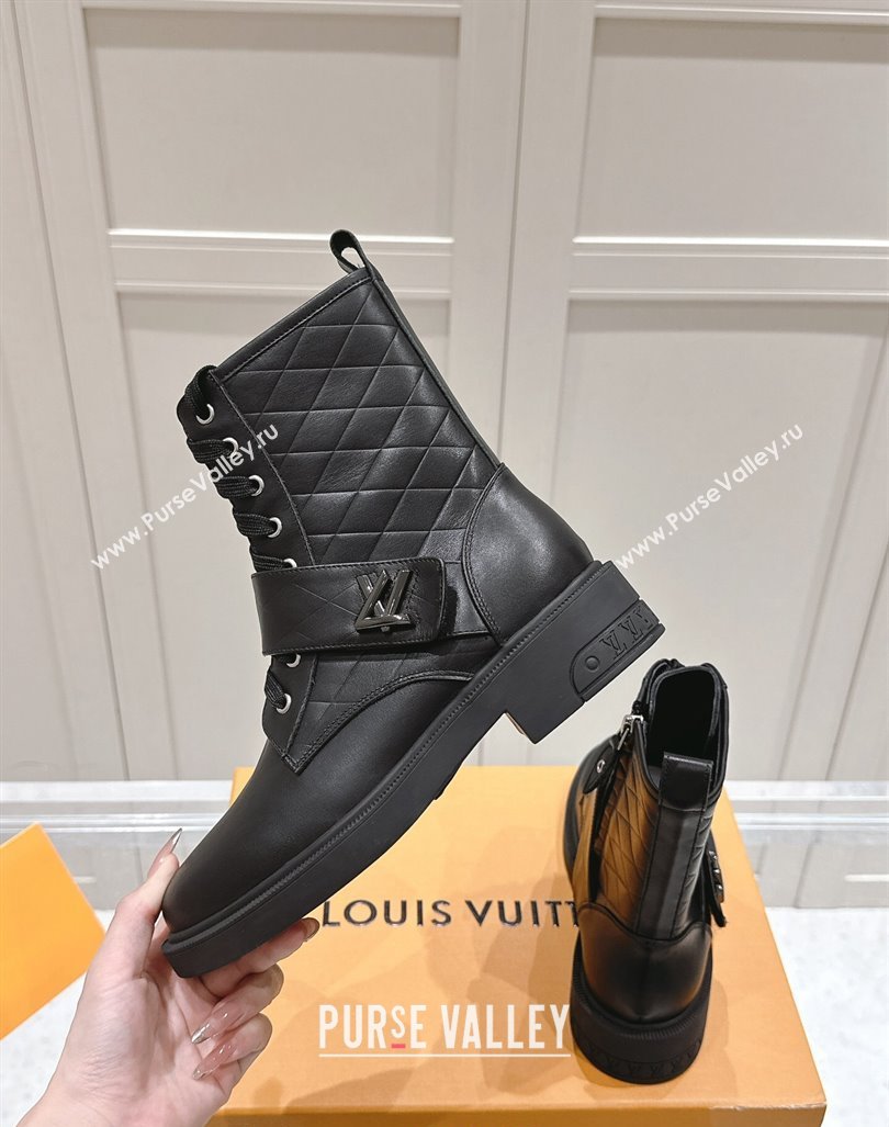 Louis Vuitton Citizen Flat Ranger Ankle Boots with LV Strap in Black Calf Leather 2024 1ADAYH (MD-241015046)