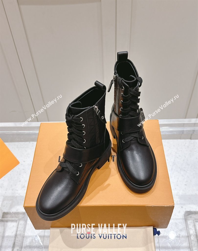 Louis Vuitton Citizen Flat Ranger Ankle Boots with LV Strap in Black Calf Leather 2024 1ADAYH (MD-241015046)