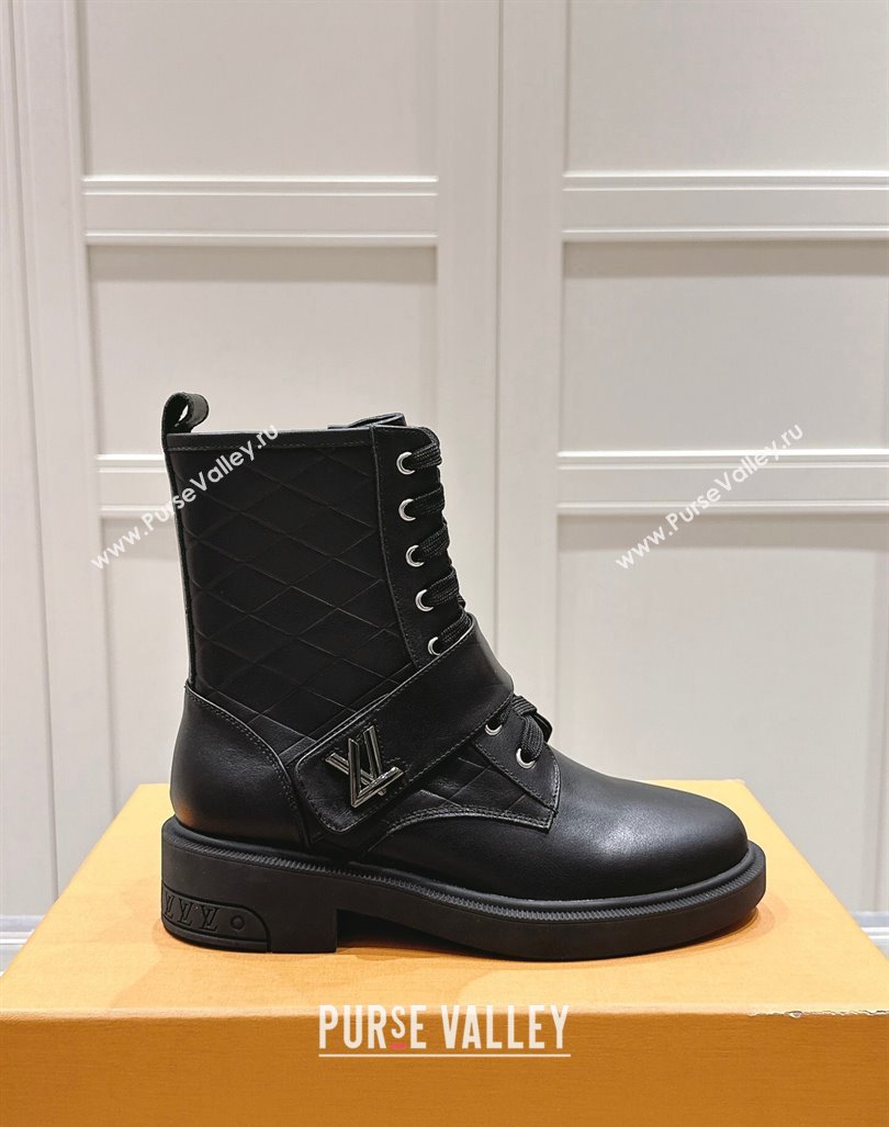 Louis Vuitton Citizen Flat Ranger Ankle Boots with LV Strap in Black Calf Leather 2024 1ADAYH (MD-241015046)