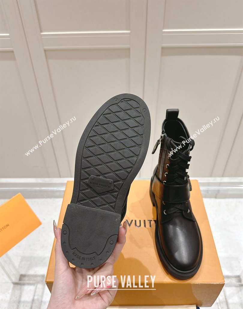 Louis Vuitton Citizen Flat Ranger Ankle Boots with LV Strap in Black Calf Leather 2024 1ADAYH (MD-241015046)