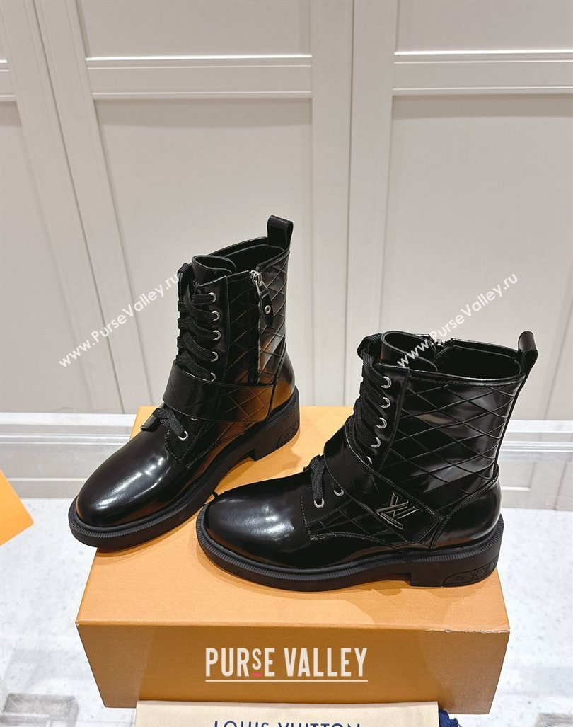 Louis Vuitton Citizen Flat Ranger Ankle Boots with LV Strap in Black Shiny Leather 2024 1ADAYH (MD-241015047)