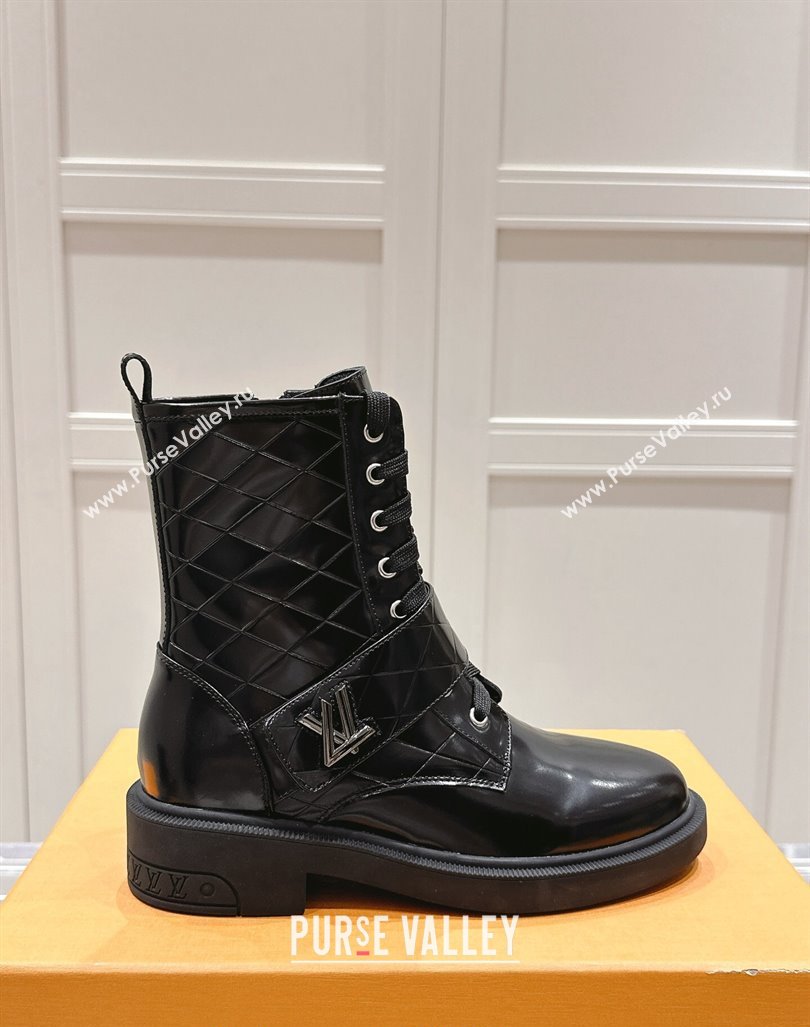 Louis Vuitton Citizen Flat Ranger Ankle Boots with LV Strap in Black Shiny Leather 2024 1ADAYH (MD-241015047)