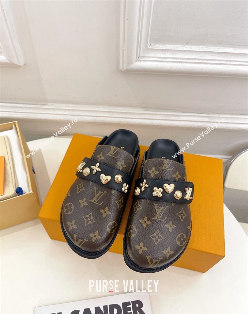 Louis Vuitton LV Cosy Flat Comfort Clog Mules in Monogram Canvas with Logo Band 2024 LV101502 (MD-241015006)