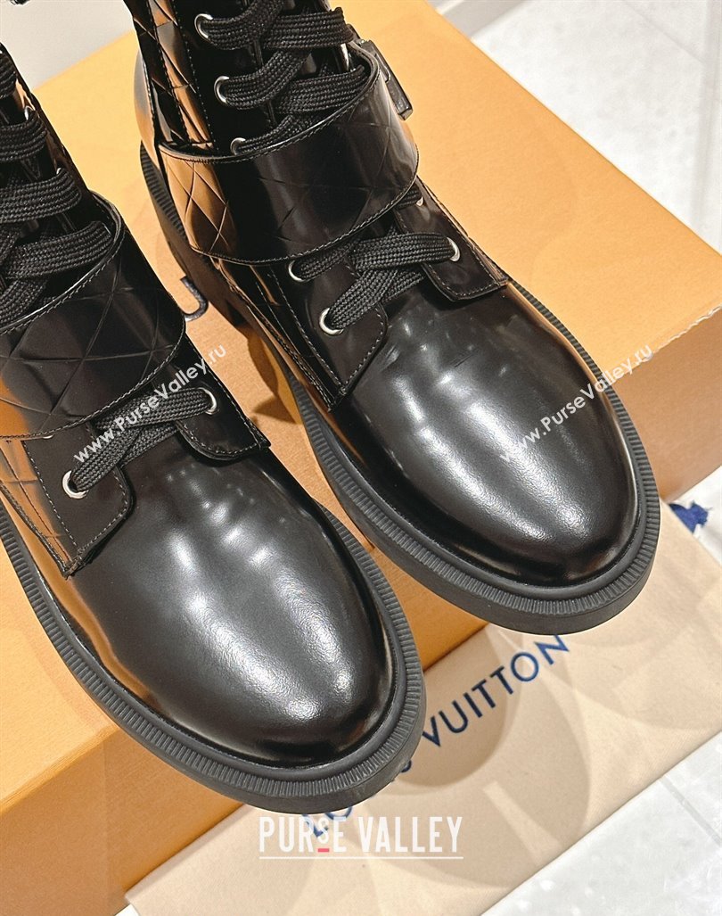 Louis Vuitton Citizen Flat Ranger Ankle Boots with LV Strap in Black Shiny Leather 2024 1ADAYH (MD-241015047)