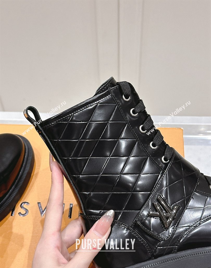 Louis Vuitton Citizen Flat Ranger Ankle Boots with LV Strap in Black Shiny Leather 2024 1ADAYH (MD-241015047)