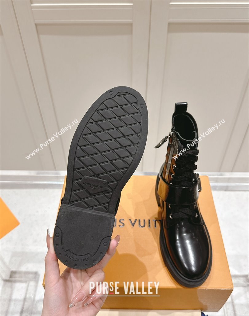 Louis Vuitton Citizen Flat Ranger Ankle Boots with LV Strap in Black Shiny Leather 2024 1ADAYH (MD-241015047)