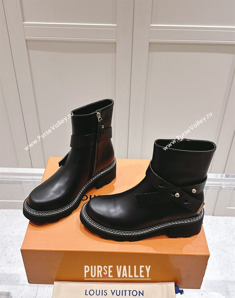 Louis Vuitton LV Beaubourg Ankle Boots with Buckle in Black Calf Leather 2024 1ADADR (MD-241015048)