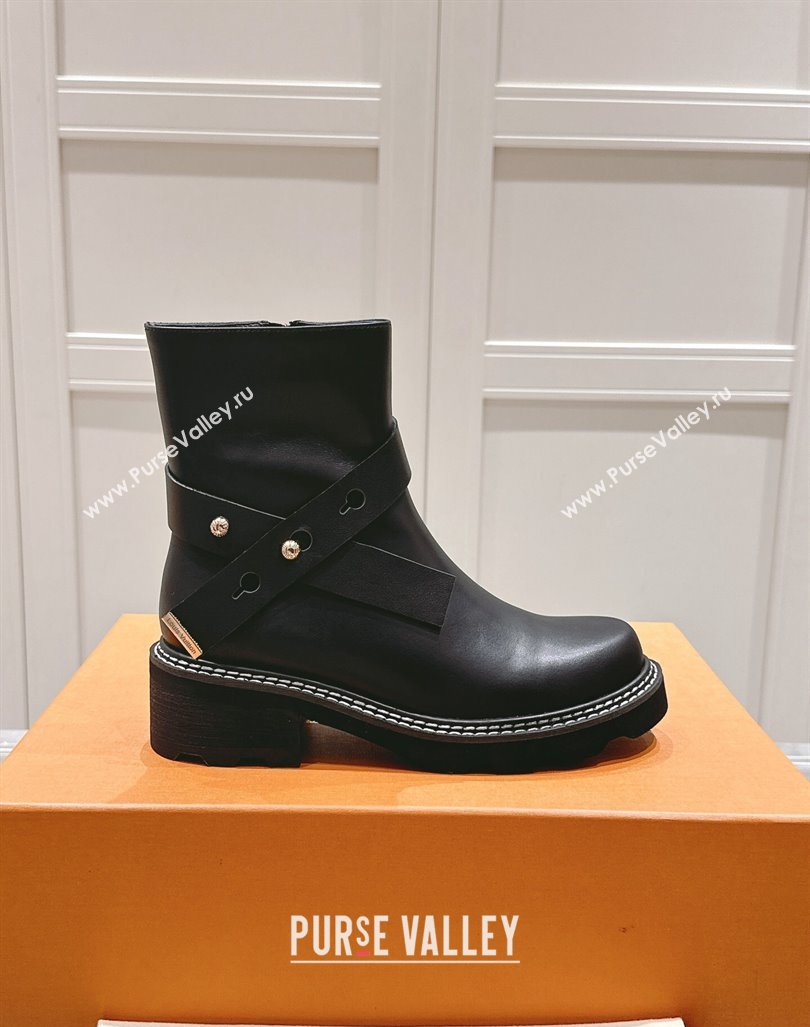 Louis Vuitton LV Beaubourg Ankle Boots with Buckle in Black Calf Leather 2024 1ADADR (MD-241015048)