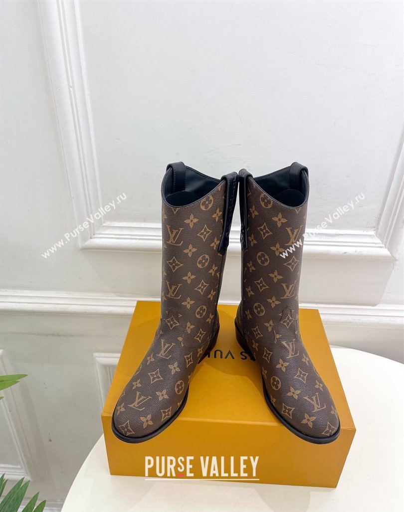 Louis Vuitton LV Rider Mid Boots 3cm in Monogram Canvas with Monogram Flowers Heel 2024 (MD-241015010)