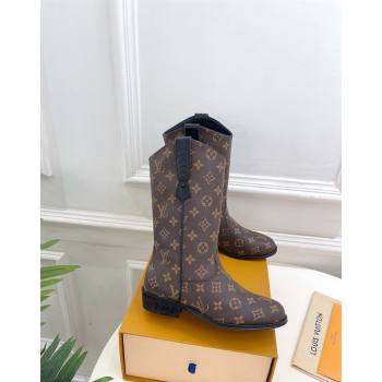 Louis Vuitton LV Rider Mid Boots 3cm in Monogram Canvas with Monogram Flowers Heel 2024 (MD-241015010)