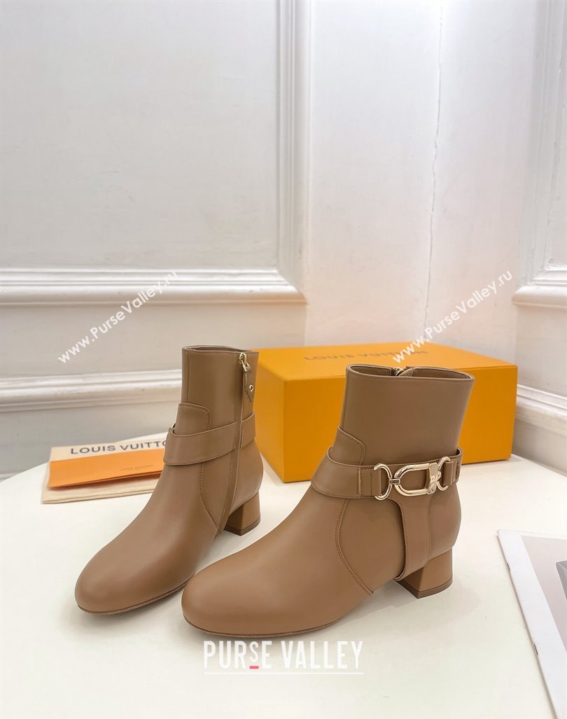 Louis Vuitton Westside Ankle Boots 3.5cm with Hook in Beige Calf Leather 2024 1AC6WL (MD-241015050)