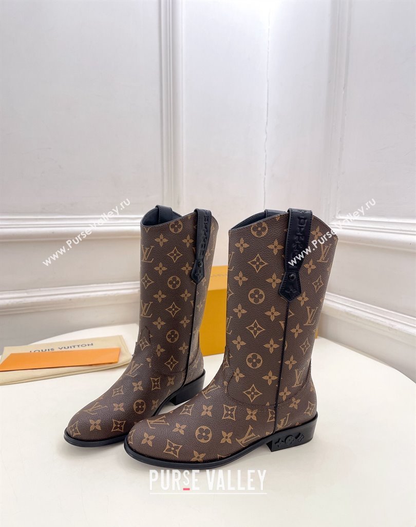 Louis Vuitton LV Rider Mid Boots 3cm in Monogram Canvas with Monogram Flowers Heel 2024 (MD-241015010)