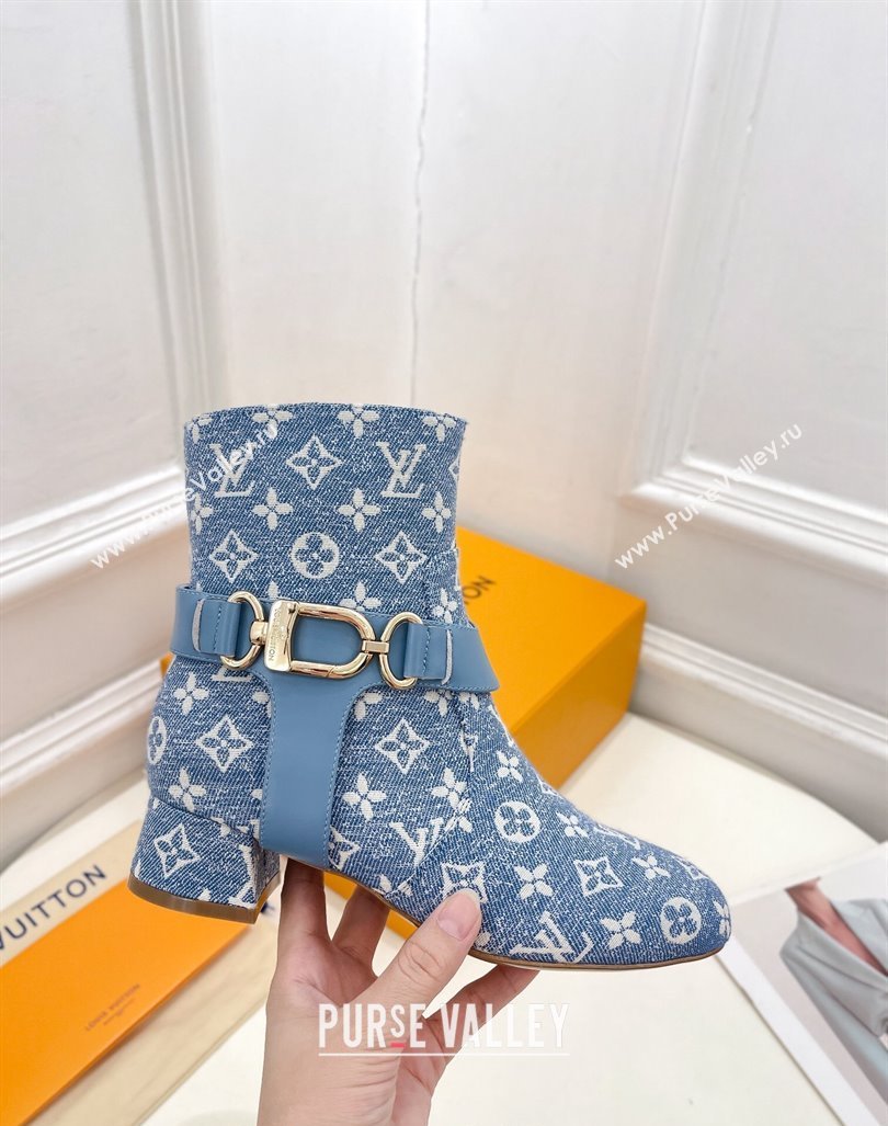 Louis Vuitton Westside Ankle Boots 3.5cm with Hook in Blue Monogram Canvas 2024 1AC6WL (MD-241015052)