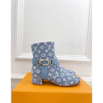 Louis Vuitton Westside Ankle Boots 3.5cm with Hook in Blue Monogram Canvas 2024 1AC6WL (MD-241015052)