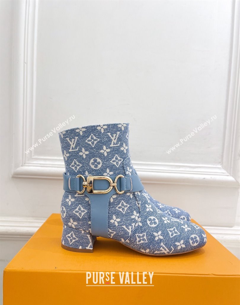 Louis Vuitton Westside Ankle Boots 3.5cm with Hook in Blue Monogram Canvas 2024 1AC6WL (MD-241015052)