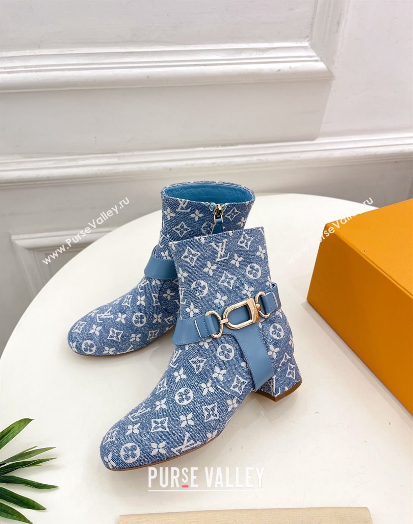 Louis Vuitton Westside Ankle Boots 3.5cm with Hook in Blue Monogram Canvas 2024 1AC6WL (MD-241015052)