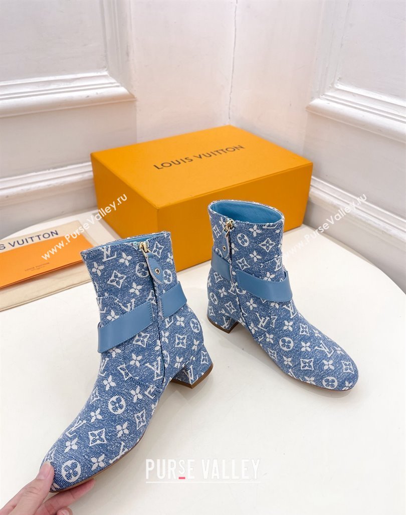 Louis Vuitton Westside Ankle Boots 3.5cm with Hook in Blue Monogram Canvas 2024 1AC6WL (MD-241015052)