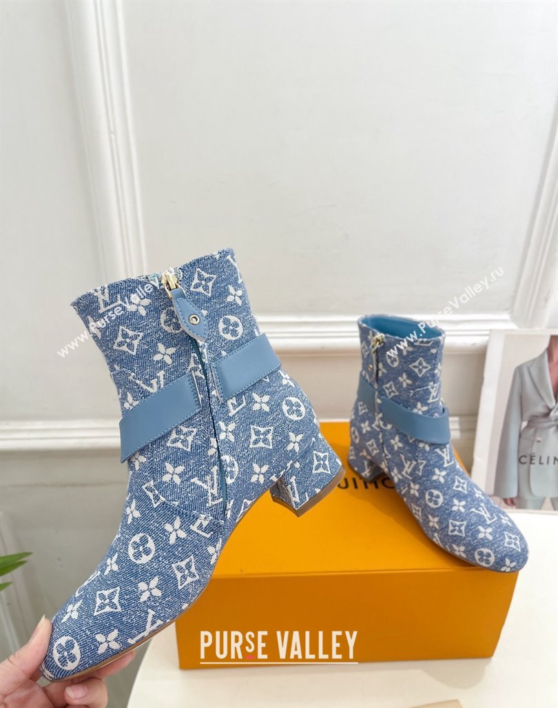 Louis Vuitton Westside Ankle Boots 3.5cm with Hook in Blue Monogram Canvas 2024 1AC6WL (MD-241015052)