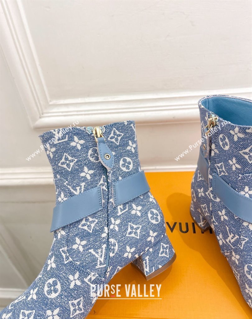 Louis Vuitton Westside Ankle Boots 3.5cm with Hook in Blue Monogram Canvas 2024 1AC6WL (MD-241015052)