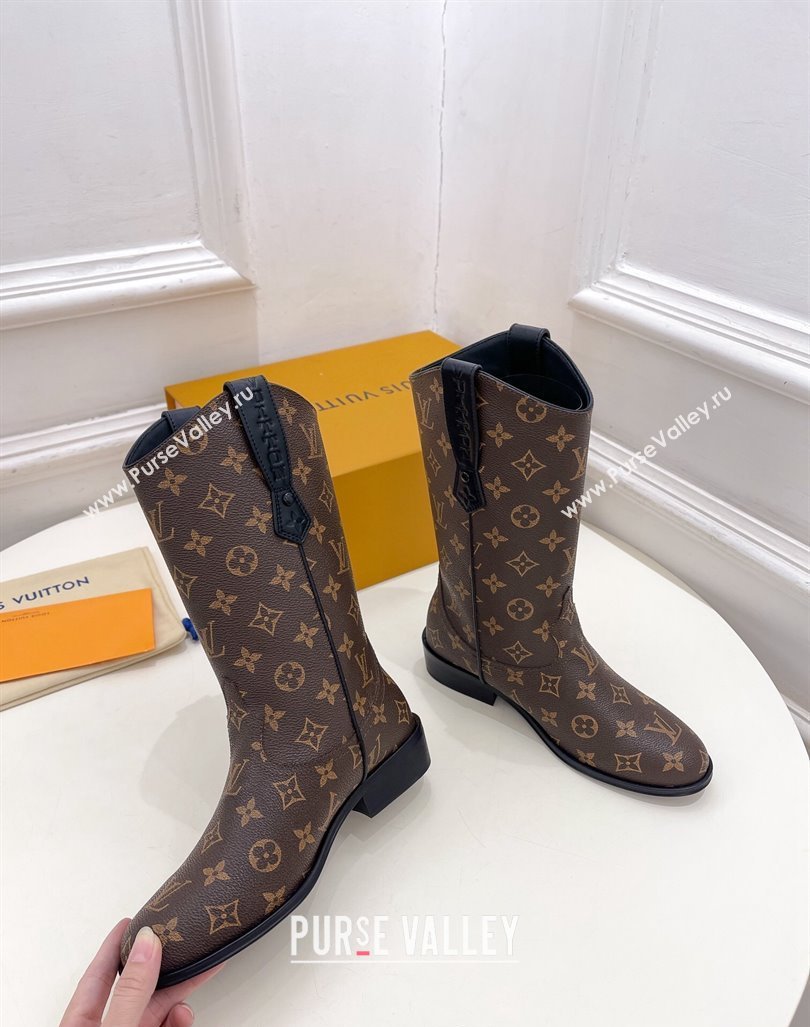 Louis Vuitton LV Rider Mid Boots 3cm in Monogram Canvas with Monogram Flowers Heel 2024 (MD-241015010)