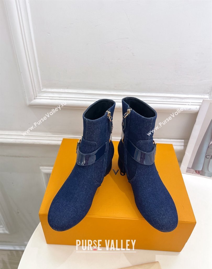 Louis Vuitton Westside Ankle Boots 3.5cm with Hook in Blue Denim 2024 1AC6WL (MD-241015053)