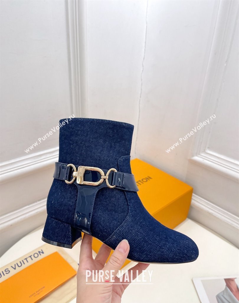 Louis Vuitton Westside Ankle Boots 3.5cm with Hook in Blue Denim 2024 1AC6WL (MD-241015053)