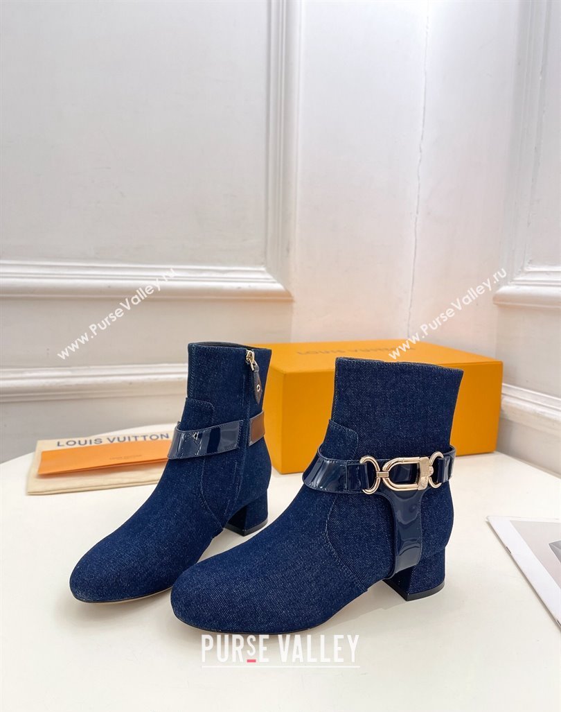 Louis Vuitton Westside Ankle Boots 3.5cm with Hook in Blue Denim 2024 1AC6WL (MD-241015053)