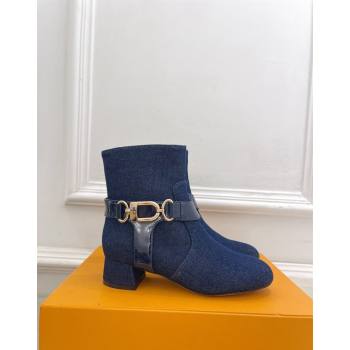 Louis Vuitton Westside Ankle Boots 3.5cm with Hook in Blue Denim 2024 1AC6WL (MD-241015053)