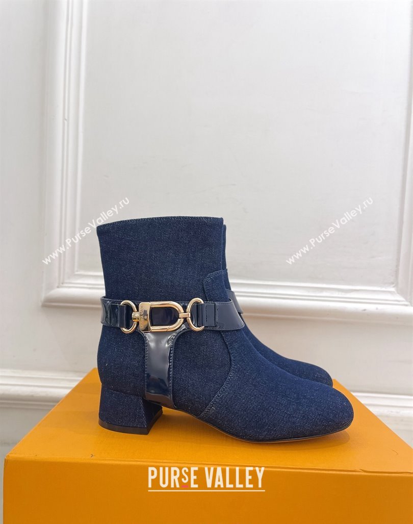 Louis Vuitton Westside Ankle Boots 3.5cm with Hook in Blue Denim 2024 1AC6WL (MD-241015053)