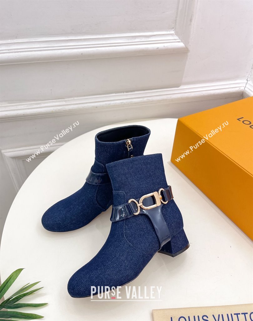 Louis Vuitton Westside Ankle Boots 3.5cm with Hook in Blue Denim 2024 1AC6WL (MD-241015053)