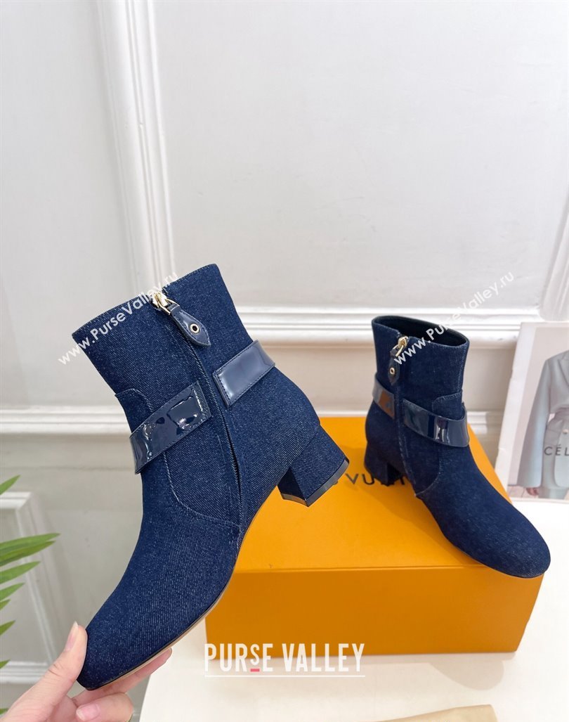 Louis Vuitton Westside Ankle Boots 3.5cm with Hook in Blue Denim 2024 1AC6WL (MD-241015053)