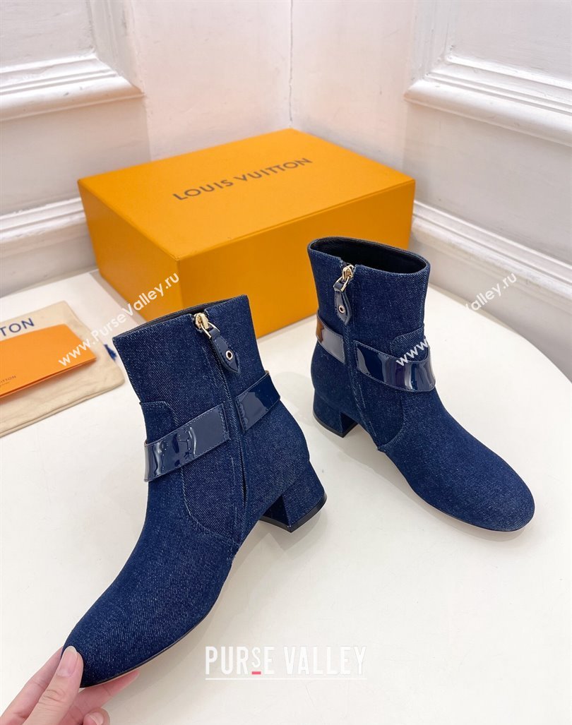 Louis Vuitton Westside Ankle Boots 3.5cm with Hook in Blue Denim 2024 1AC6WL (MD-241015053)