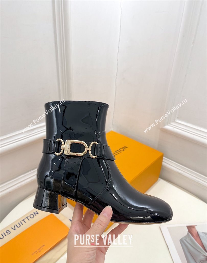 Louis Vuitton Westside Ankle Boots 3.5cm with Hook in Black Patent Leather 2024 1AC6WL (MD-241015054)