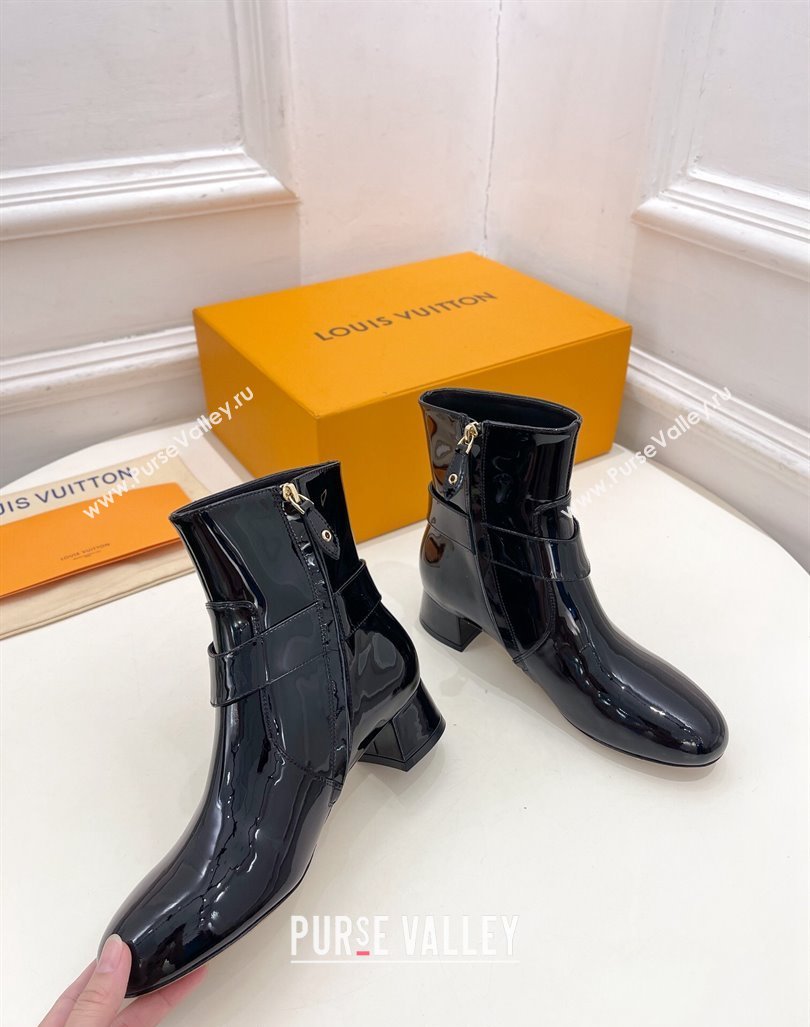 Louis Vuitton Westside Ankle Boots 3.5cm with Hook in Black Patent Leather 2024 1AC6WL (MD-241015054)