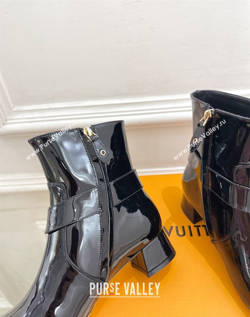 Louis Vuitton Westside Ankle Boots 3.5cm with Hook in Black Patent Leather 2024 1AC6WL (MD-241015054)