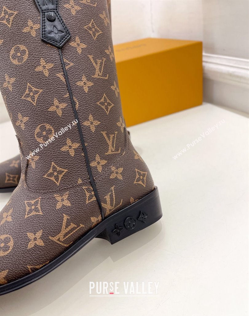 Louis Vuitton LV Rider Mid Boots 3cm in Monogram Canvas with Monogram Flowers Heel 2024 (MD-241015010)