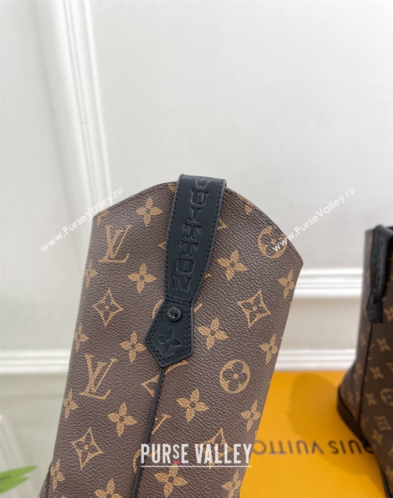 Louis Vuitton LV Rider Mid Boots 3cm in Monogram Canvas with Monogram Flowers Heel 2024 (MD-241015010)