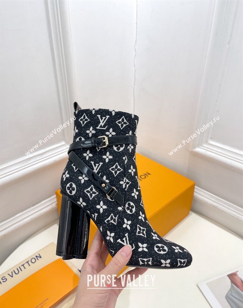 Louis Vuitton Silhouette Ankle Boots 10cm with Buckle Strap in Monogram Canvas Black 2024 1ACJU0 (MD-241015058)