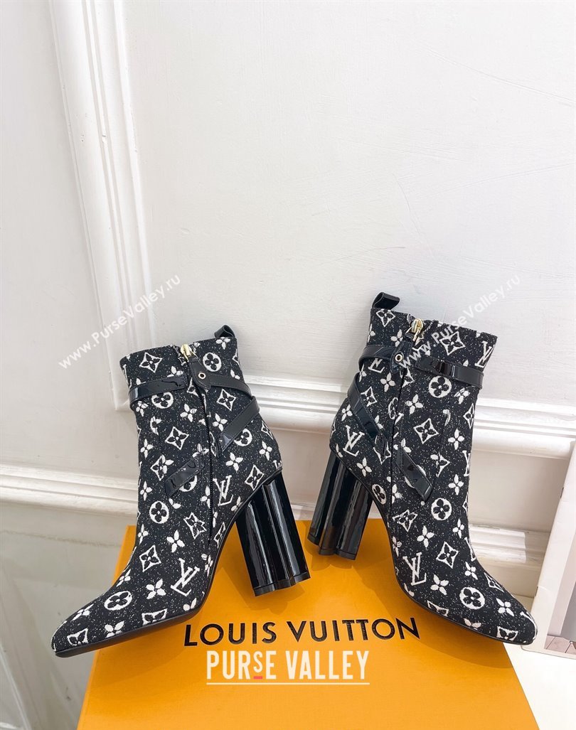 Louis Vuitton Silhouette Ankle Boots 10cm with Buckle Strap in Monogram Canvas Black 2024 1ACJU0 (MD-241015058)