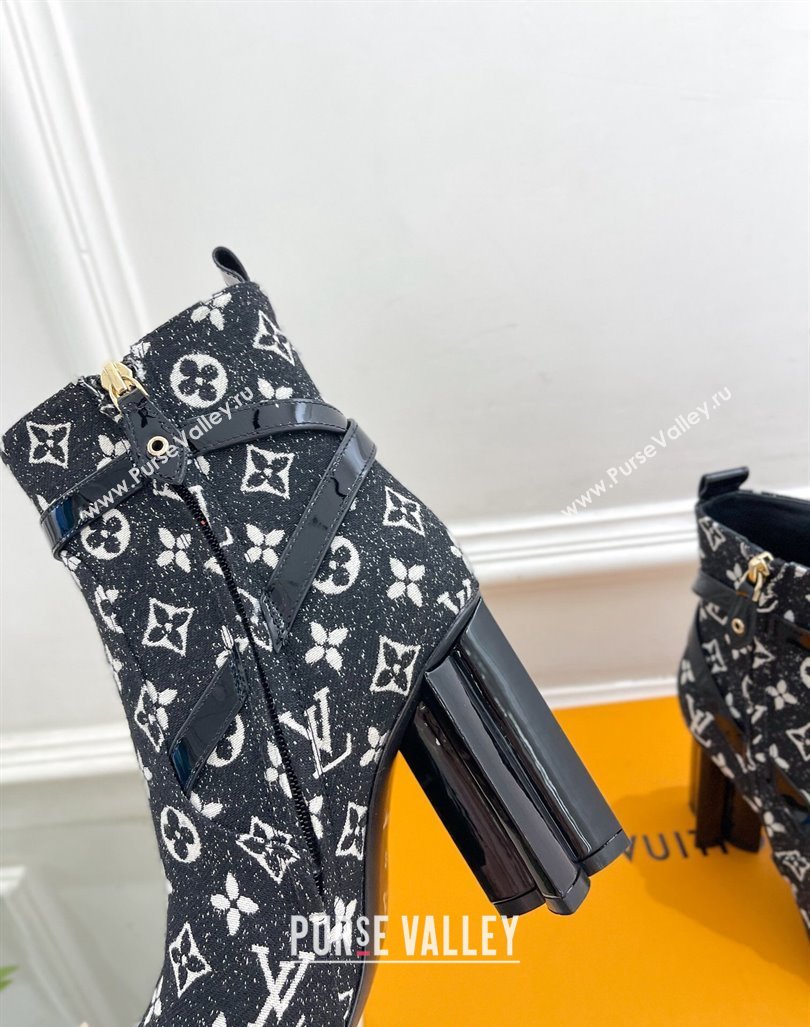 Louis Vuitton Silhouette Ankle Boots 10cm with Buckle Strap in Monogram Canvas Black 2024 1ACJU0 (MD-241015058)