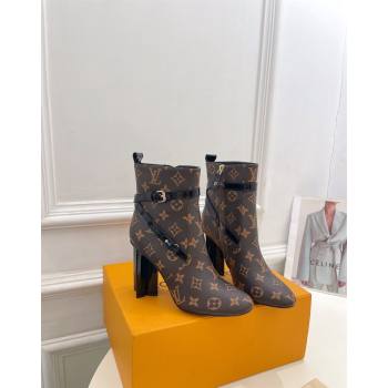 Louis Vuitton Silhouette Ankle Boots 10cm with Buckle Strap in Monogram Canvas 2024 1ACJU0 (MD-241015059)