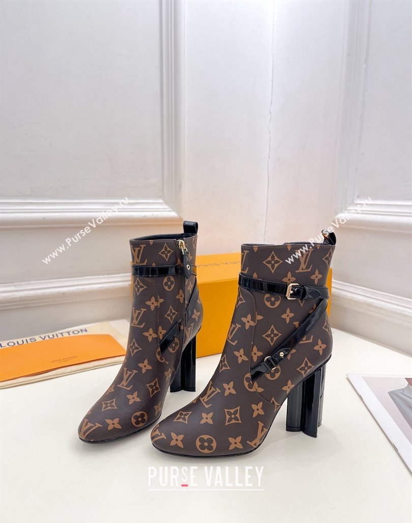 Louis Vuitton Silhouette Ankle Boots 10cm with Buckle Strap in Monogram Canvas 2024 1ACJU0 (MD-241015059)