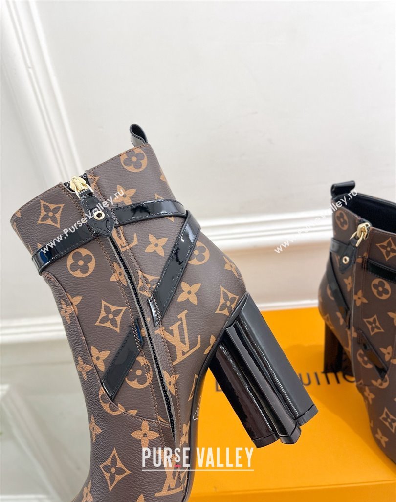 Louis Vuitton Silhouette Ankle Boots 10cm with Buckle Strap in Monogram Canvas 2024 1ACJU0 (MD-241015059)