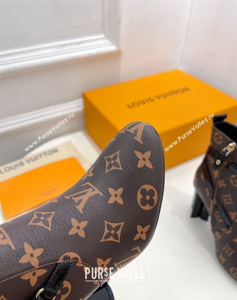 Louis Vuitton Silhouette Ankle Boots 10cm with Buckle Strap in Monogram Canvas 2024 1ACJU0 (MD-241015059)