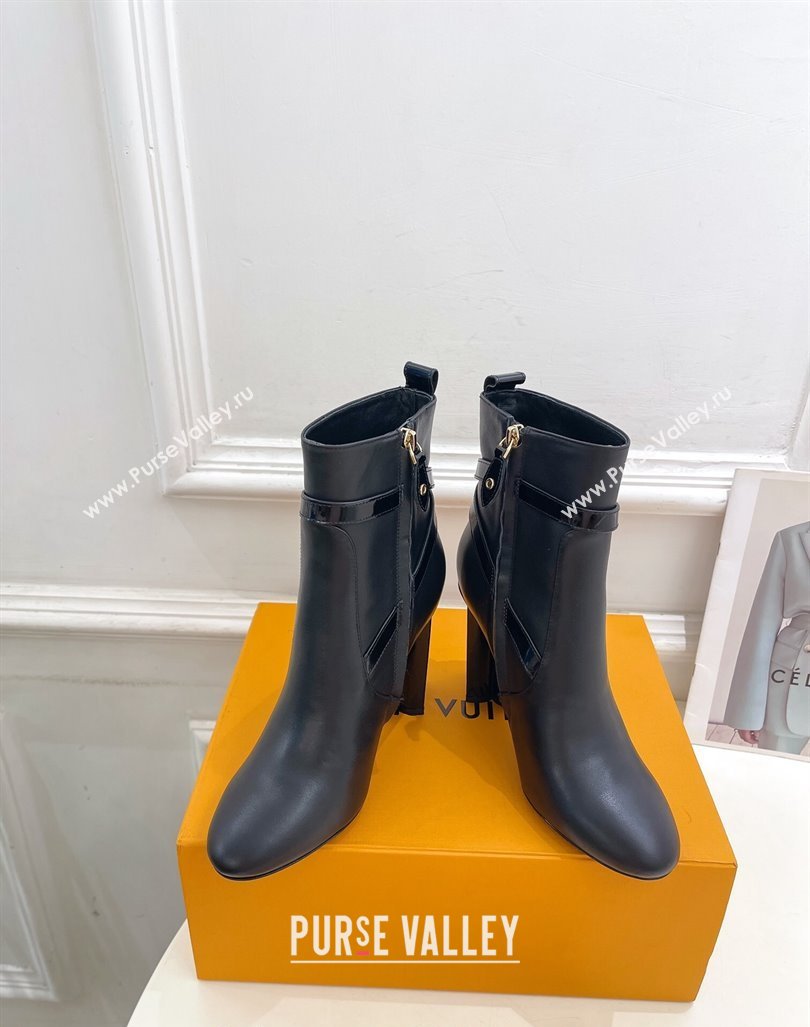 Louis Vuitton Silhouette Ankle Boots 10cm with Buckle Strap in Black Calf Leather 2024 1ACJU0 (MD-241015060)