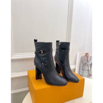 Louis Vuitton Silhouette Ankle Boots 10cm with Buckle Strap in Black Calf Leather 2024 1ACJU0 (MD-241015060)