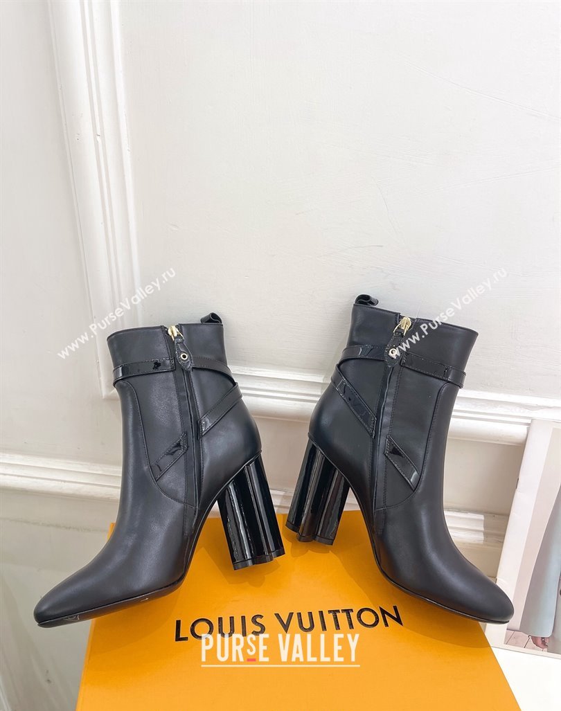 Louis Vuitton Silhouette Ankle Boots 10cm with Buckle Strap in Black Calf Leather 2024 1ACJU0 (MD-241015060)