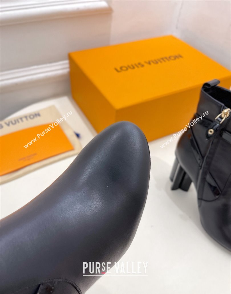 Louis Vuitton Silhouette Ankle Boots 10cm with Buckle Strap in Black Calf Leather 2024 1ACJU0 (MD-241015060)