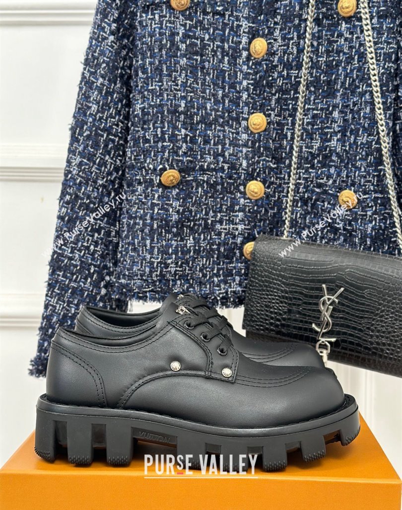 Louis Vuitton LV Checker Derby Lace-up Sneakers in Black Leather with Studs 2024 1ACN3P (MD-241014117)